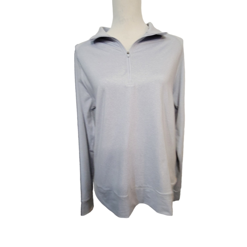 Burnside long sleeve pullover top women‎ size small heather light Grey 1/4 zip